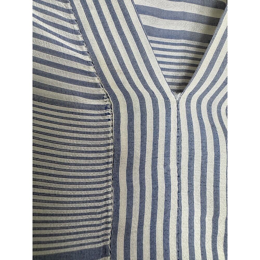 Lafayette 148 Blouse Womens Small Blue Stripe Sheer Tunic Top Relaxed - Picture 4 of 9